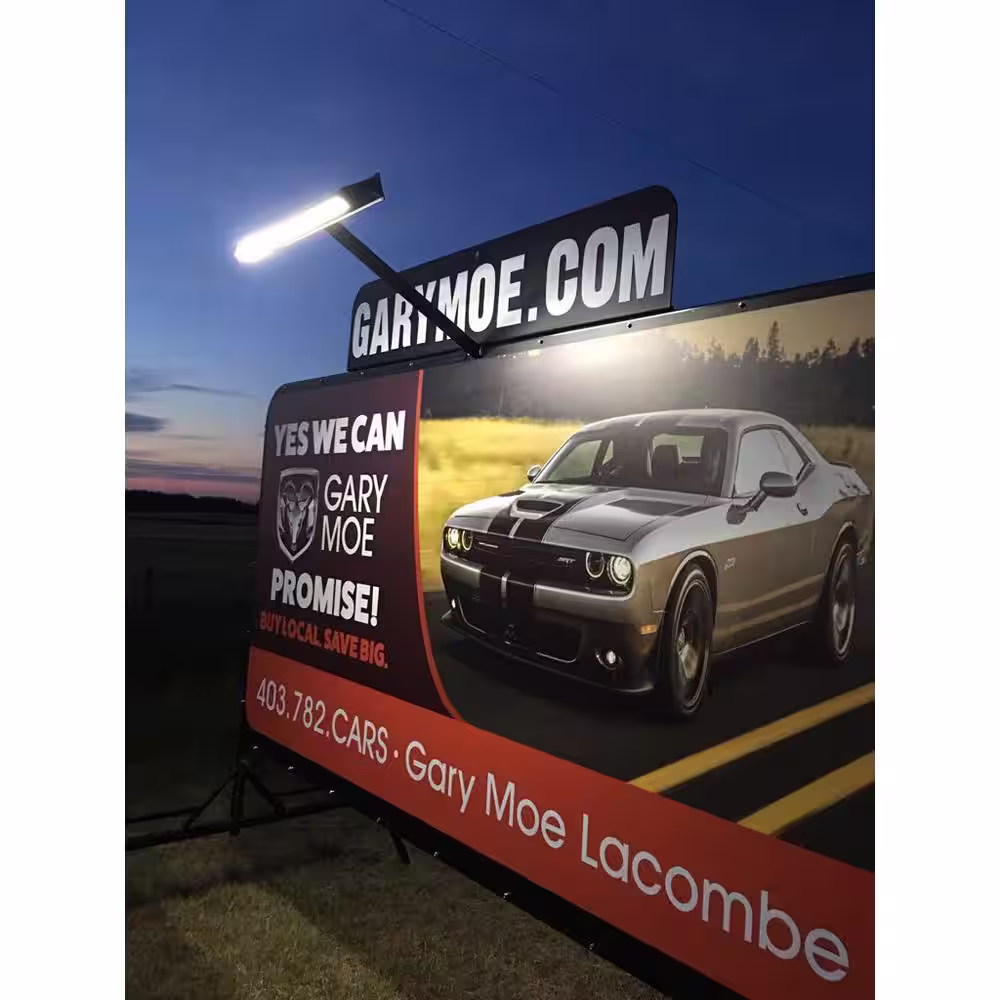 eLEDing Solar Powered 20-Watt Gray Outdoor Integrated LED Wall Flood, Billboard Sign A.D. Light, Dusk to Dawn for Buildings, HOA