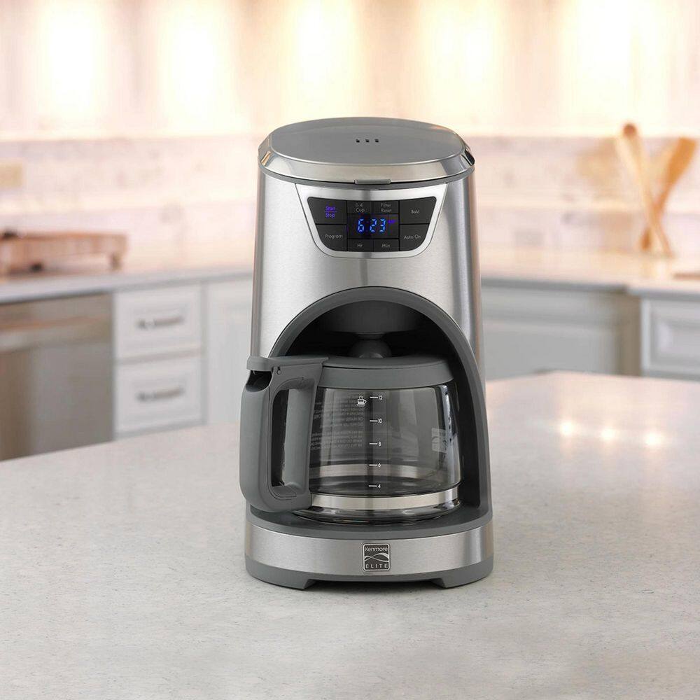 KENMORE Programmable 12- Cup Stainless Steel Drip Coffee Maker Aroma Control Reusable Filter