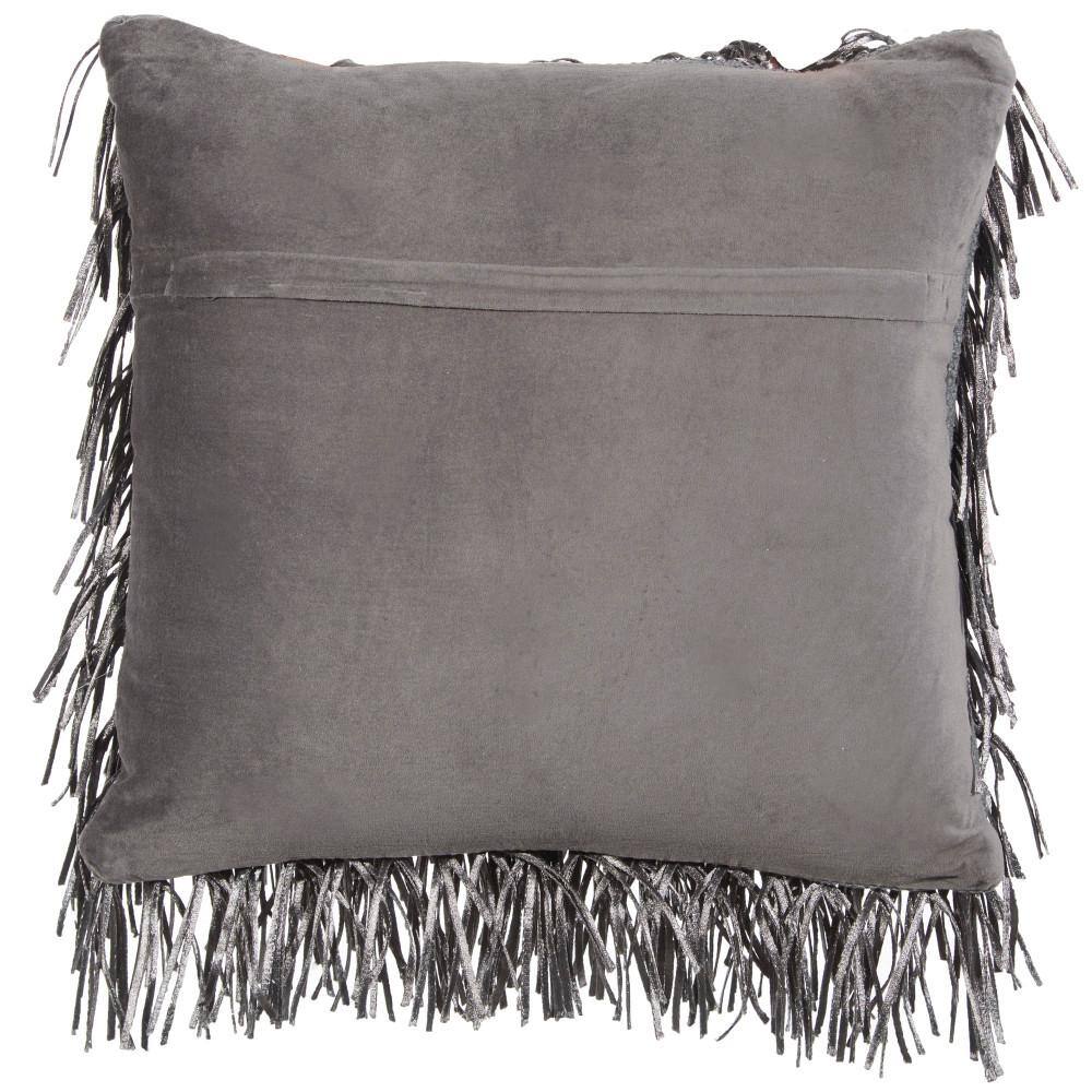 Mina Victory Shag Pewter Gray Shag 20 in. x 20 in. Throw Pillow