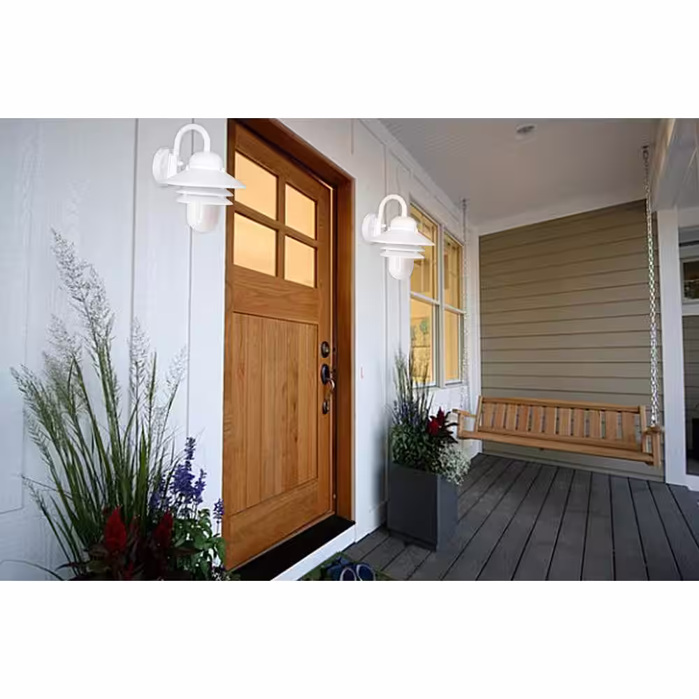 SOLUS Nautical 1-Light White 3000K ENERGY STAR LED Outdoor Wall Mount Sconce with Durable White Prismatic Acrylic Lens