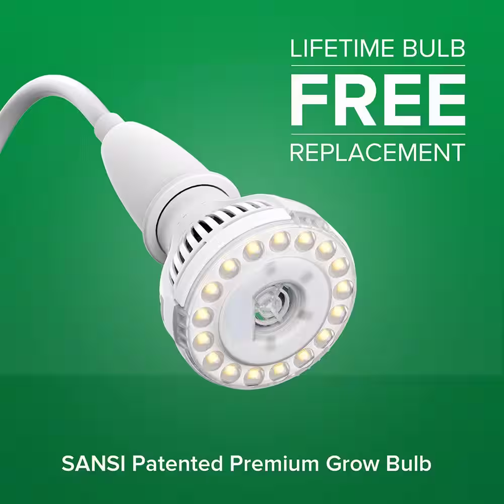 SANSI 600-Watt Equivalence White Full Spectrum 4-Head Gooseneck LED, 40-Watt Grow Light 4000K Daylight Clip-On High PPFD Plant