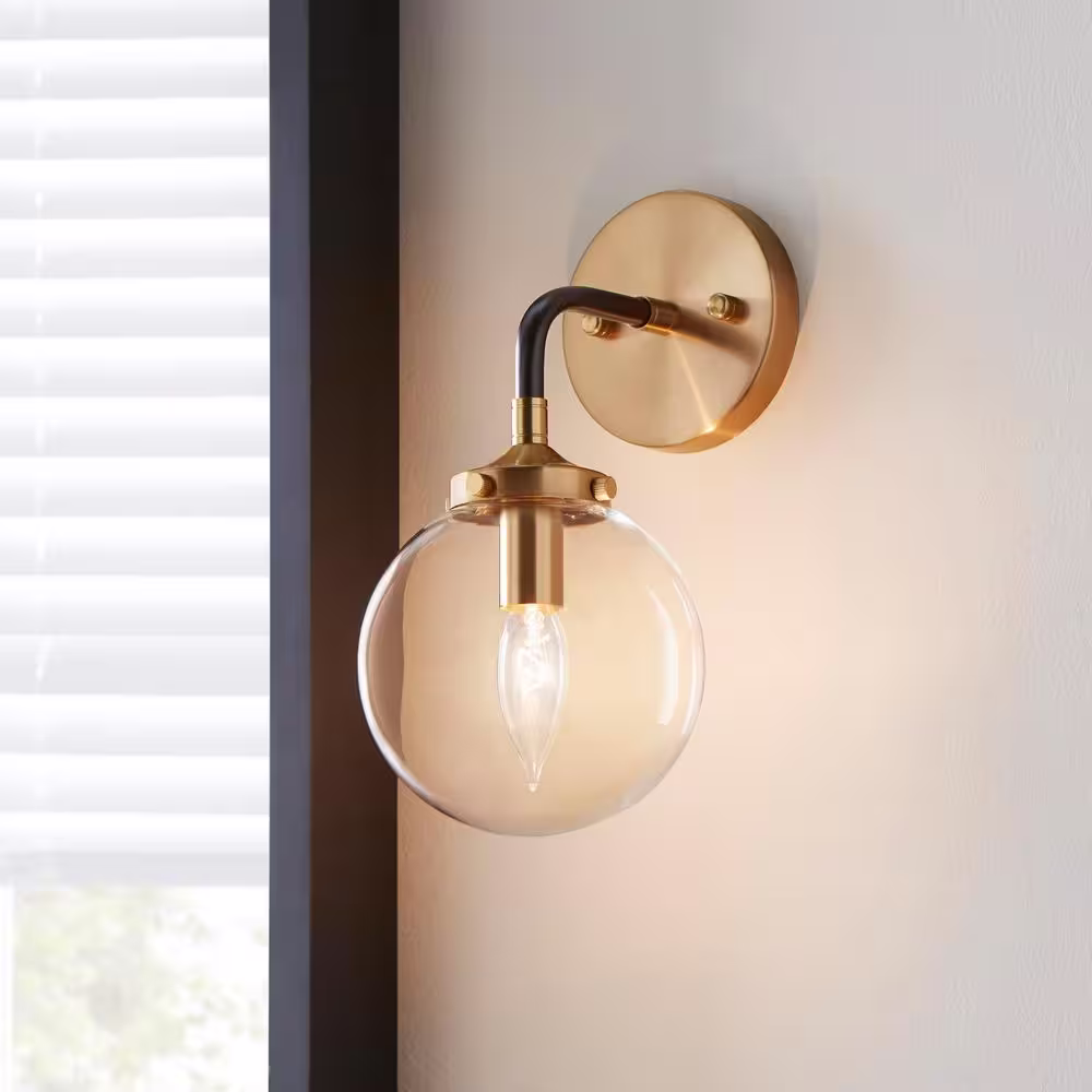 Home Decorators Collection 1-Light Matte Black and Antique Gold Wall Sconce