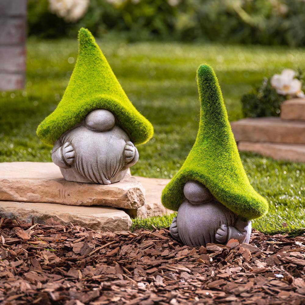 None 8.07 in. H Terracotta Moss Gnomes (Set of 2)