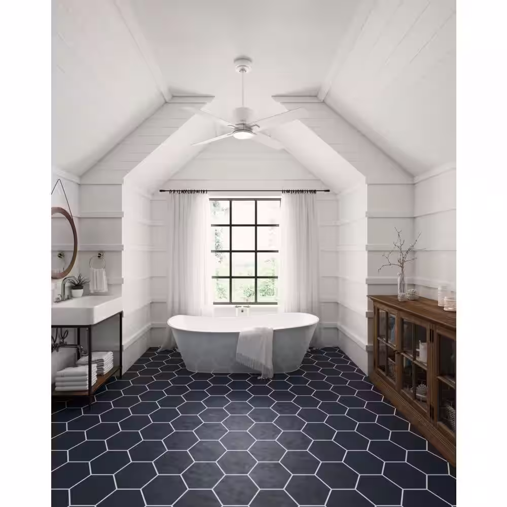 Hunter Visalia 52 in. Integrated LED Indoor/Outdoor Matte White Ceiling Fan with Light Kit and Remote