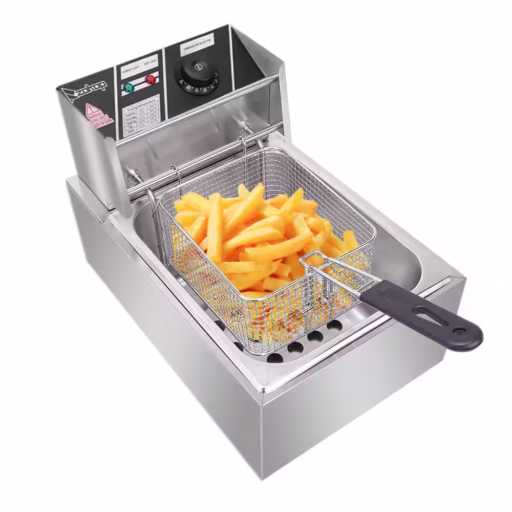 None 6.3 qt. Stainless Steel Electric Deep Fryer