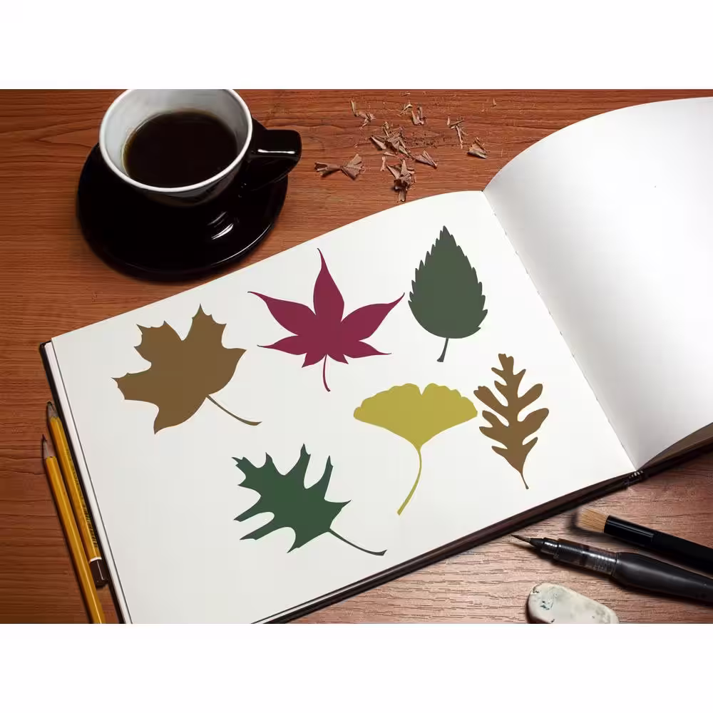 Stencil1 Leaves Silhouette Stencil (6-Pack)