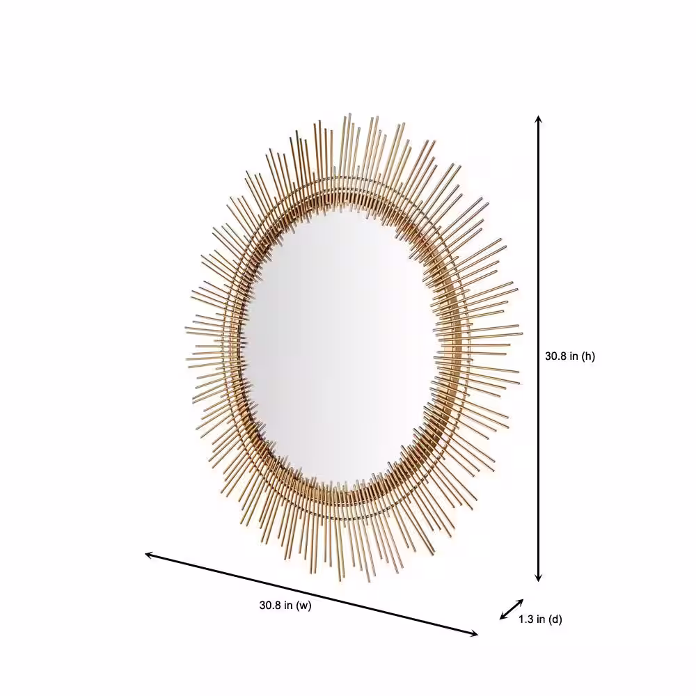 Home Decorators Collection Medium Sunburst Gold Modern Accent Mirror (31 in. Diameter)