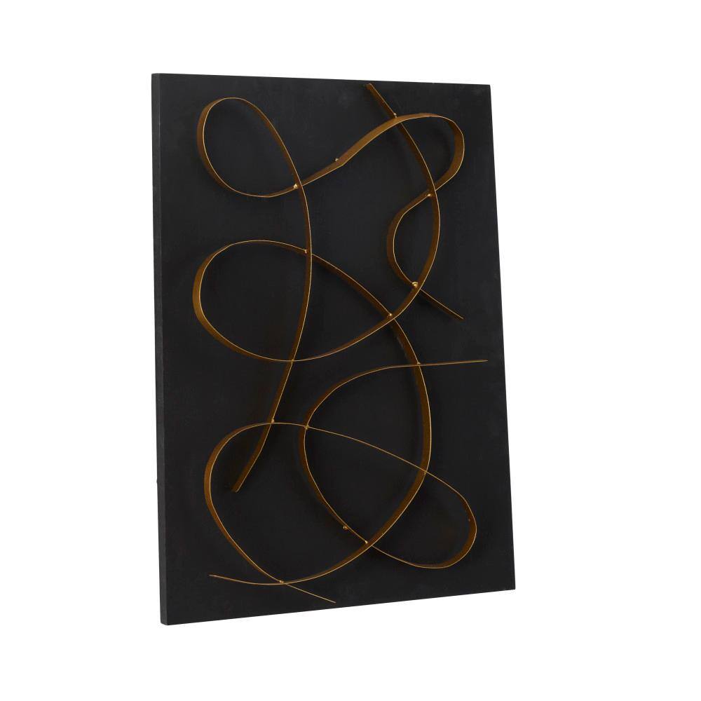 Litton Lane Metal Black Overlapping Lines Abstract Wall Decor with Black Backing