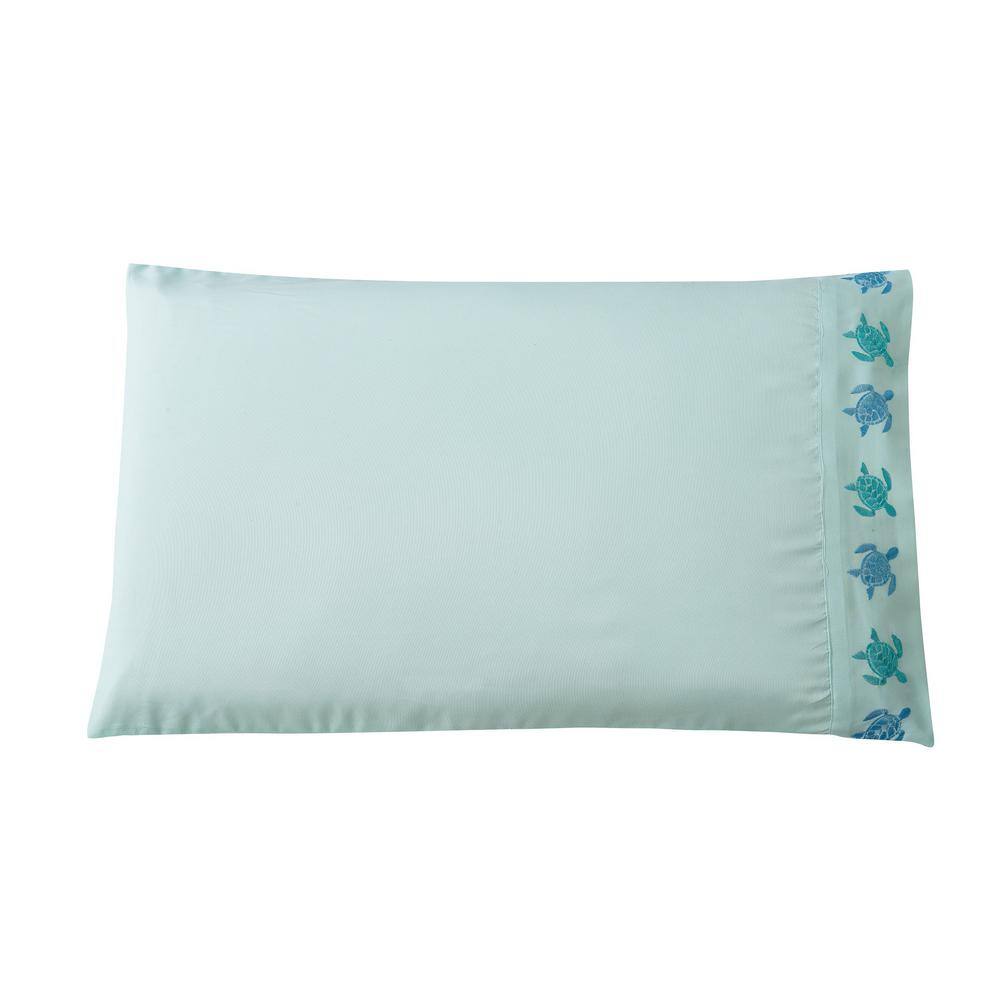 Harper Lane Turtle Blues Blue Microfiber Embroidered Pillowcases (Set of 2)