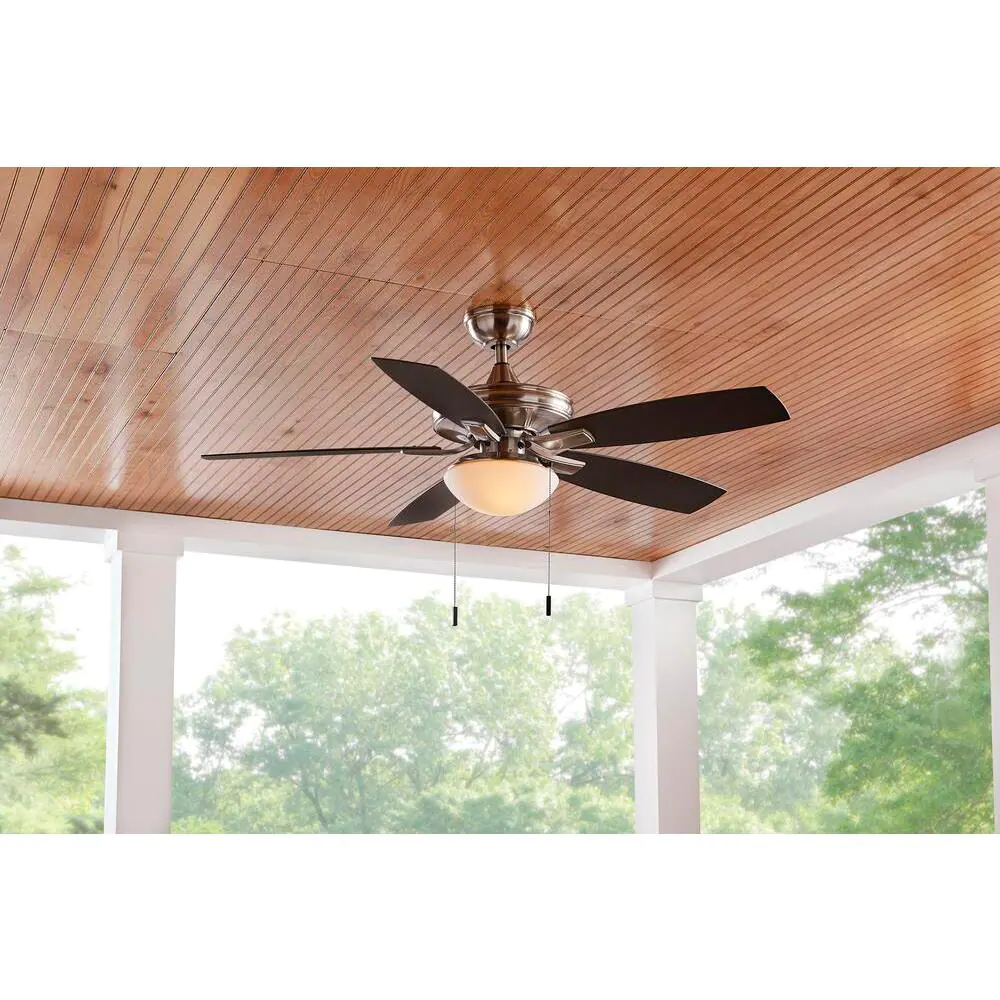 Hampton Bay Gazebo III 52 in. Brushed Nickel LED Indoor/Outdoor Ceiling Fan with Light Kit