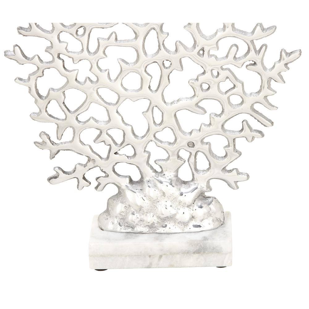 Litton Lane Silver Marble Coral Sculpture