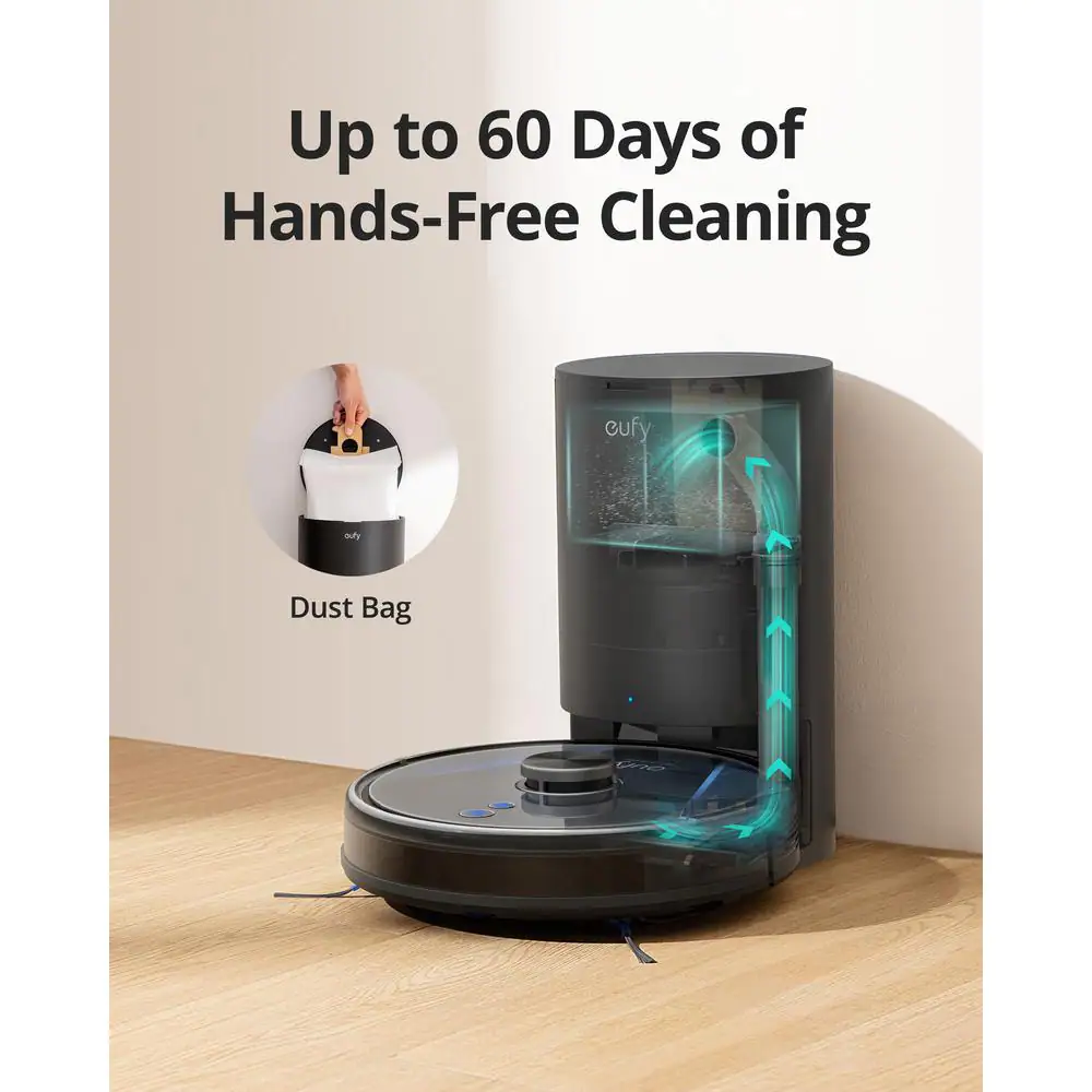 eufy RoboVac LR30 Hybrid and Robotic Vacuum cleaner with Laser Navigation, Bagless, Washable Filter, Multi-Surfaces in Black