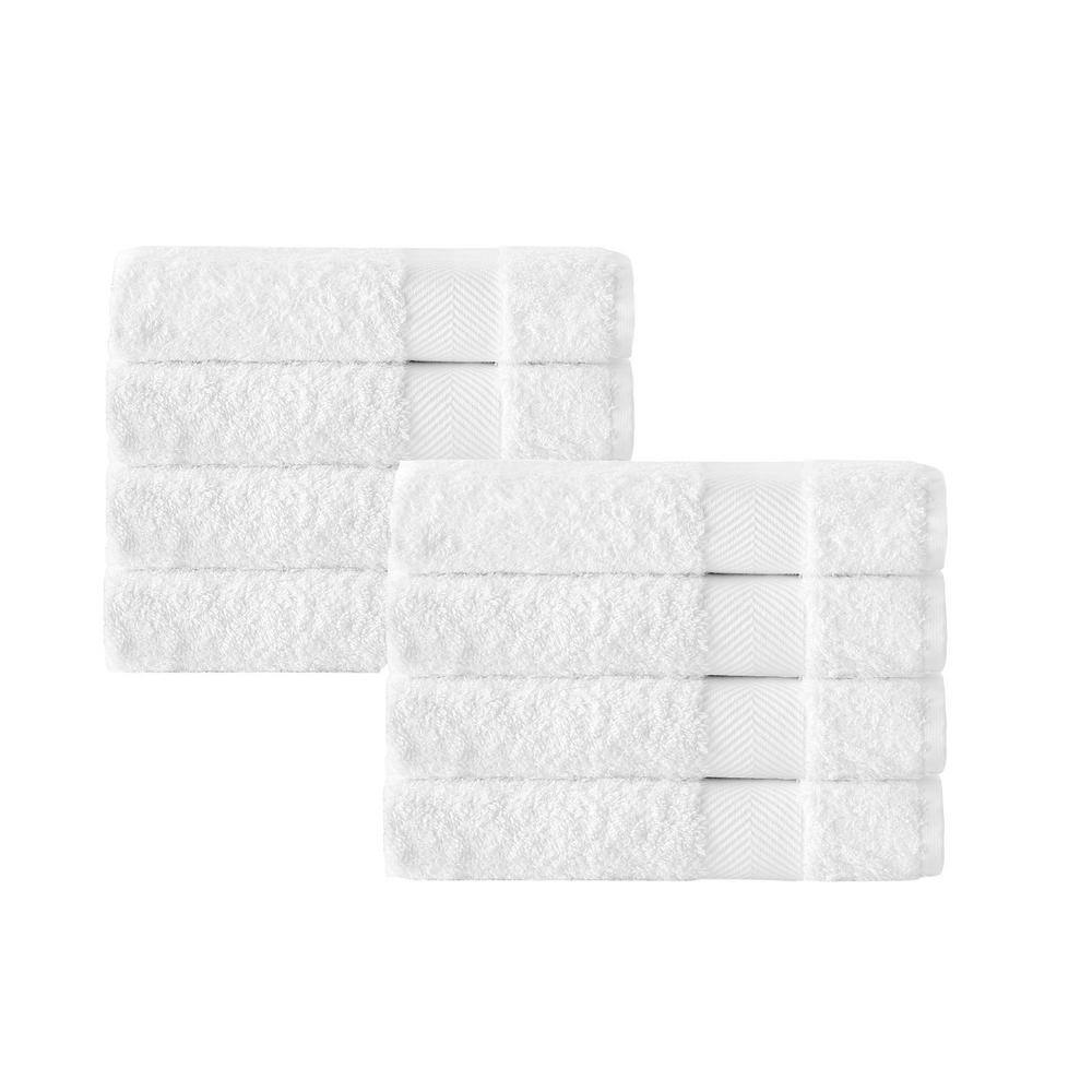 None Kansas 8-Pieces White Turkish Cotton Hand Towels