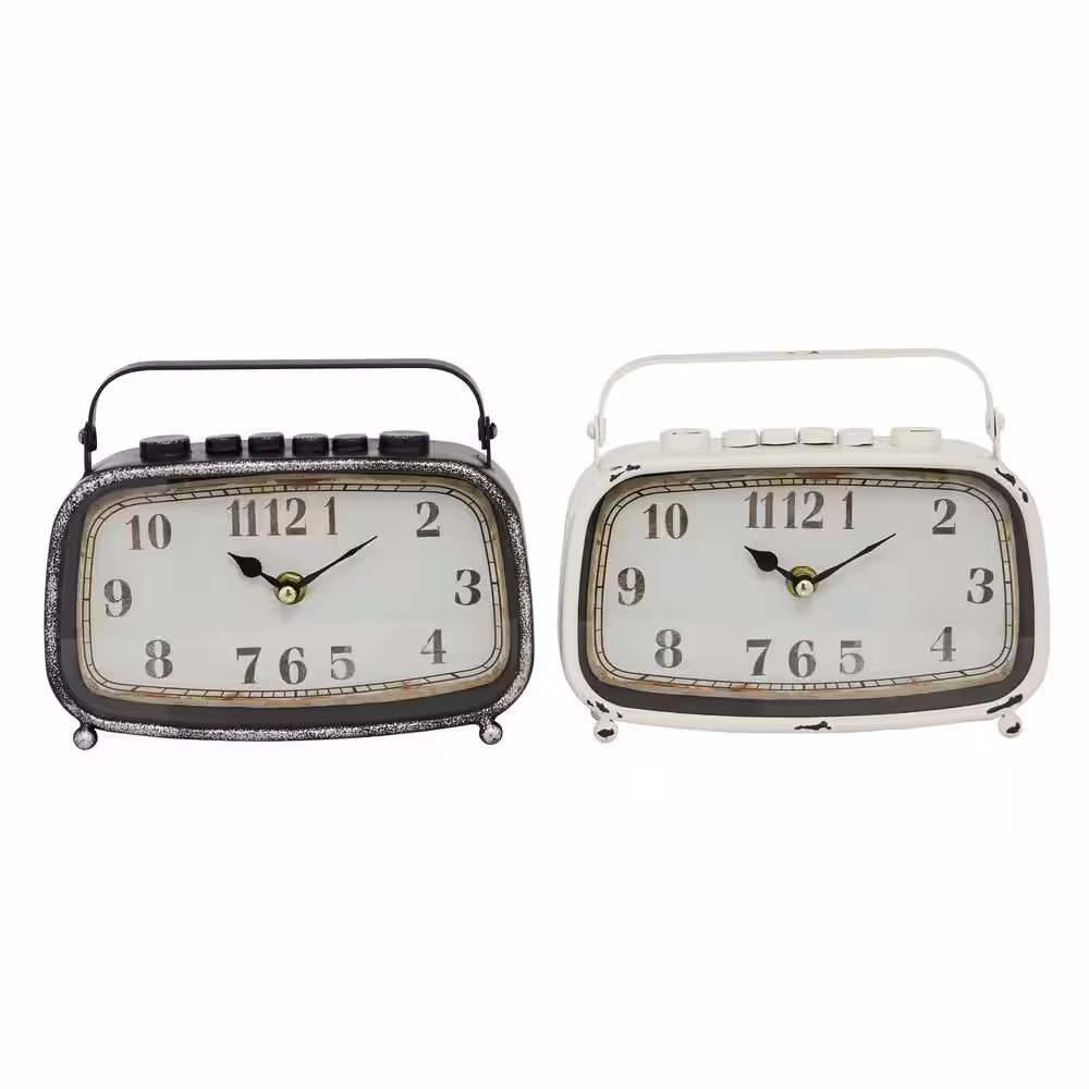 Litton Lane Multi Color Metal Country Cottage Analog Tabletop Clock (Set of 2)