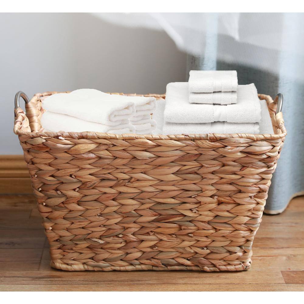 Vintiquewise Large Square Water Hyacinth Wicker Laundry Basket