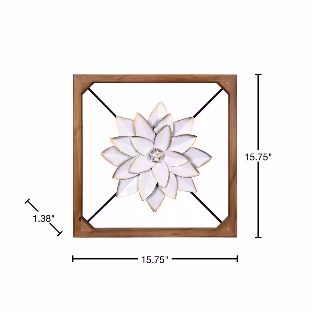 Stratton Home Decor Farmhouse Floating White Metal Flower Wall Decor