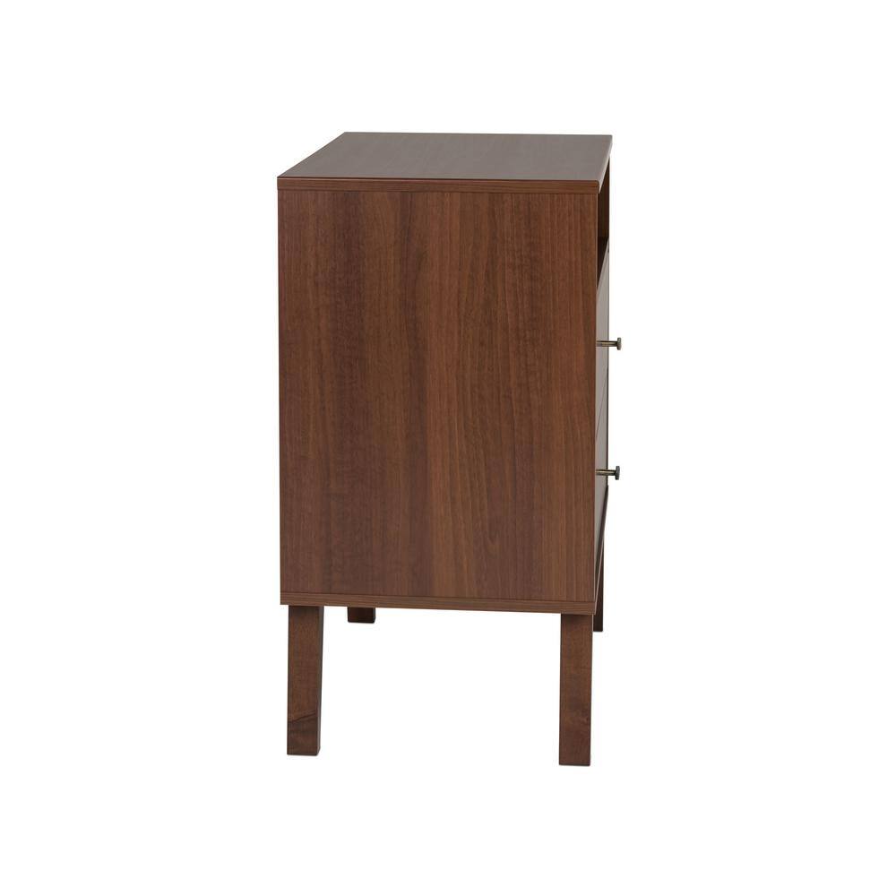 Prepac Milo Mid Century Modern 2-Drawer Cherry Tall Nightstand with Open Shelf 29.5 in. H x 22.5 in. W x 16 in. D