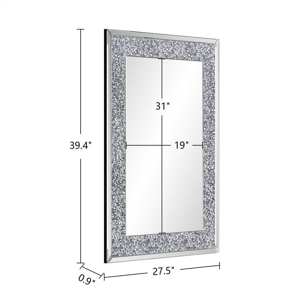KOHROS 28 in. W x 39 in. H Rectangle Framed Silver Wall Mirror