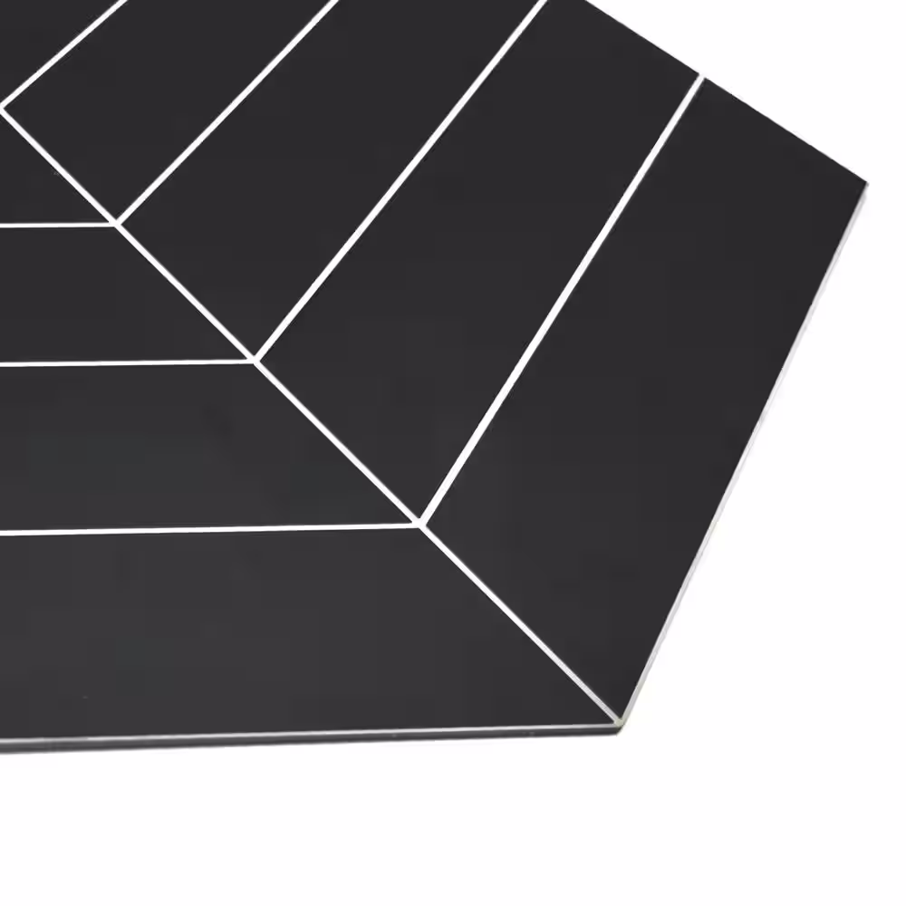 None Chevron 12.2 in. x 13.4 in. Peel and Stick Backsplash Tile Stone Composite Wall Tile Black (10 Tiles, 8.61 sq.ft.)