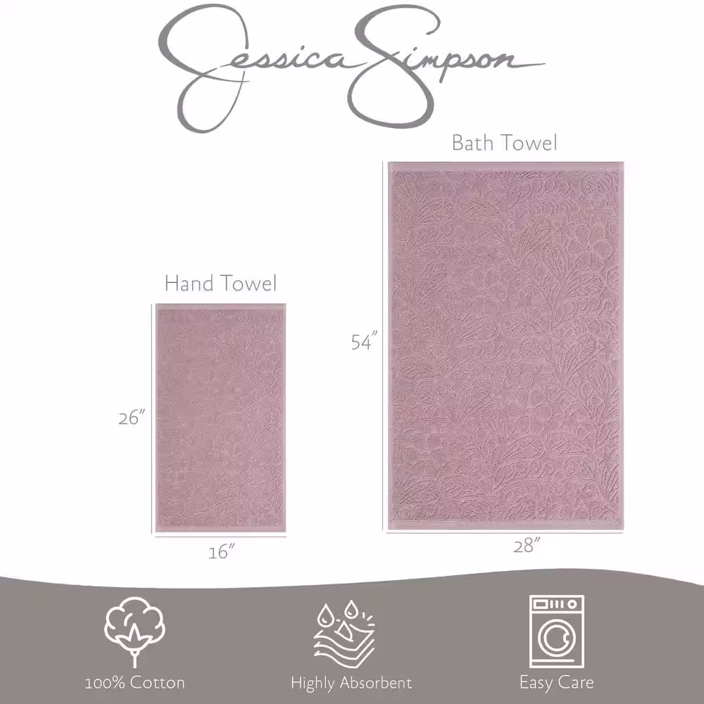 None Rodeo Daisy 4-Piece Mauve Shadow Cotton Towel Set