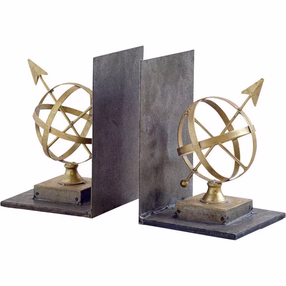Mercana Virdal Gold Metal Sphere Sculpture Bookends (Set of 2)