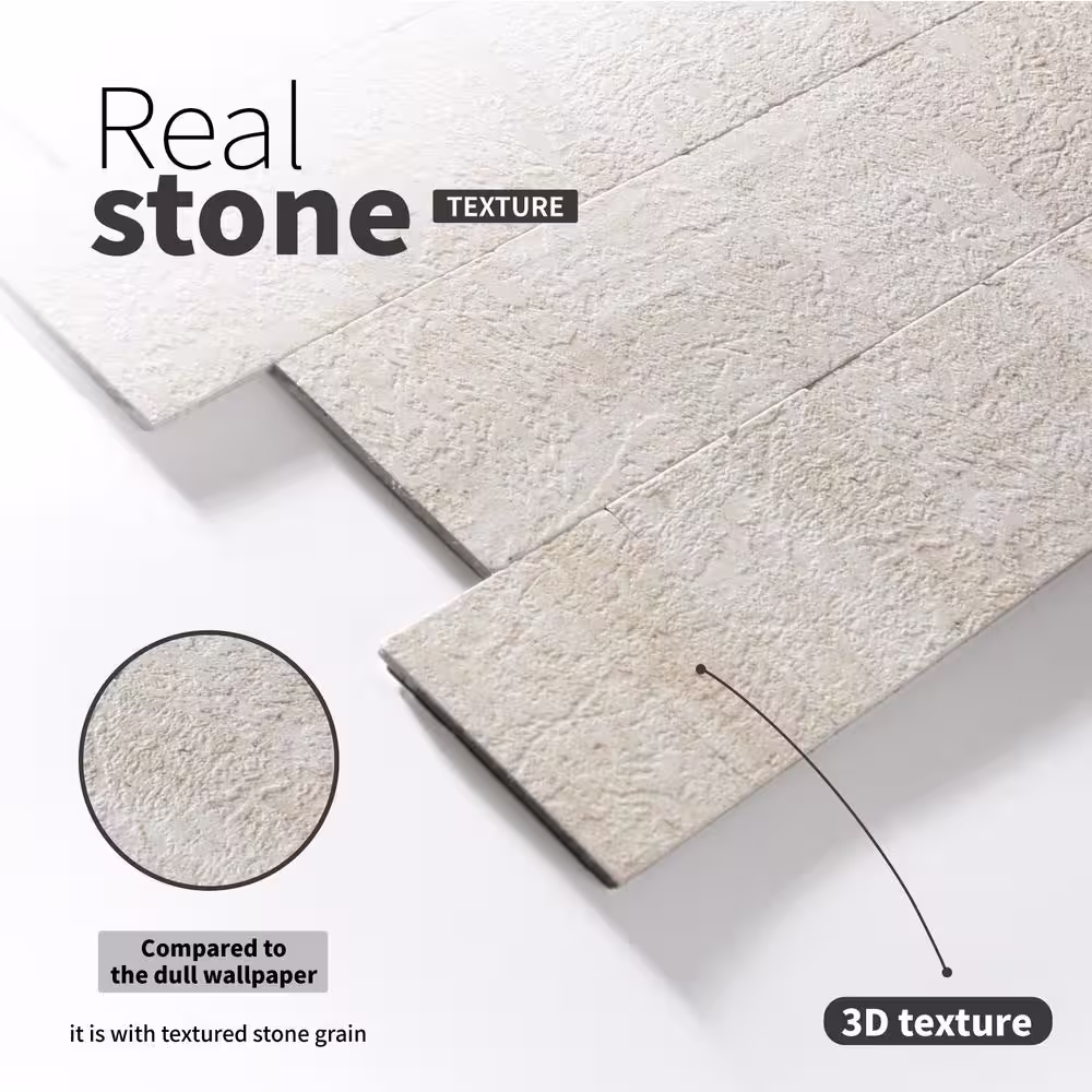 None Marble Collection Sandstone Beige 12 in. x 12 in. PVC Peel and Stick Tile (5 sq. ft./5-Sheets)