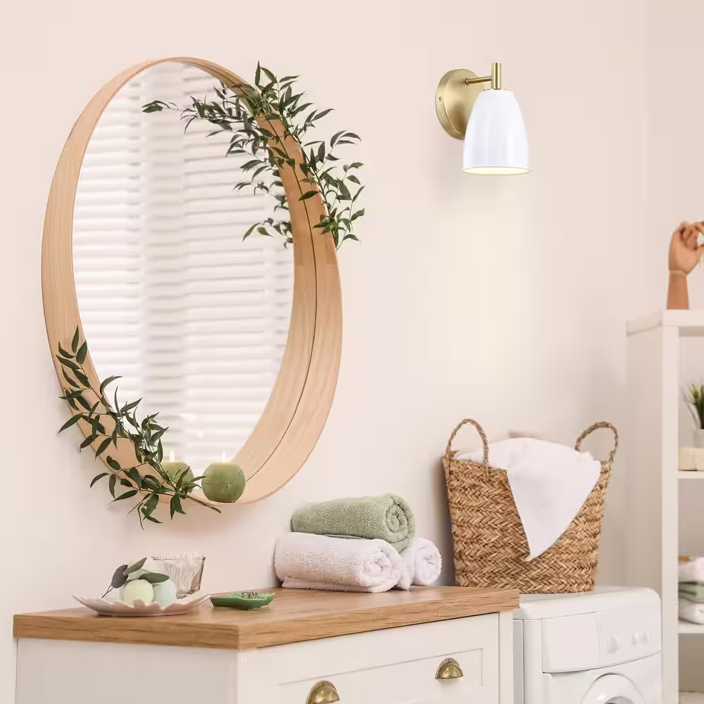 Designers Fountain Biba 8 in. 1-light Brushed Gold Modern indoor wall sconce with Metal Shade