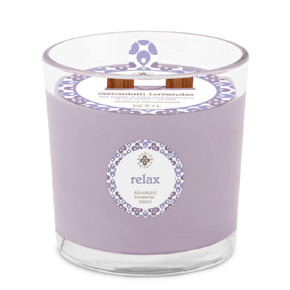 ROOT CANDLES Seeking Balance 2-Wick Relax Geranium Lavender Scented Spa Jar Candle