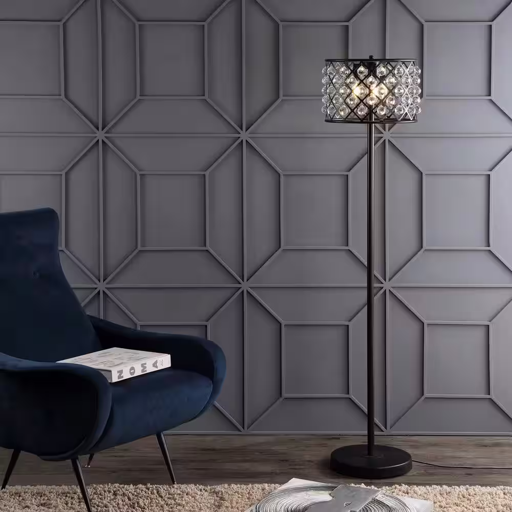 JONATHAN Y Elizabeth 60 in. Bronze/Clear Crystal/Metal LED Floor Lamp