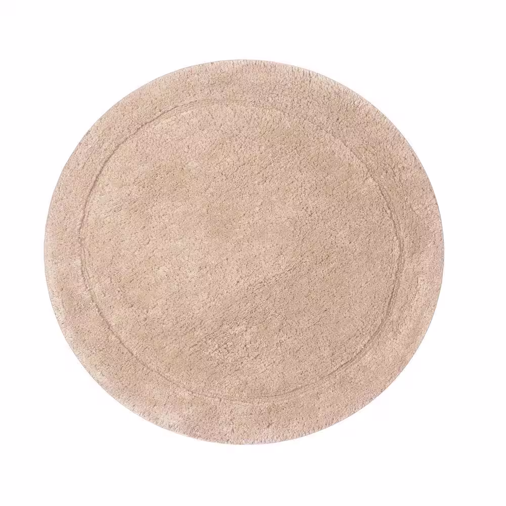 None Waterford Collection 22 in. x 22 in. Beige Cotton Round Bath Rug