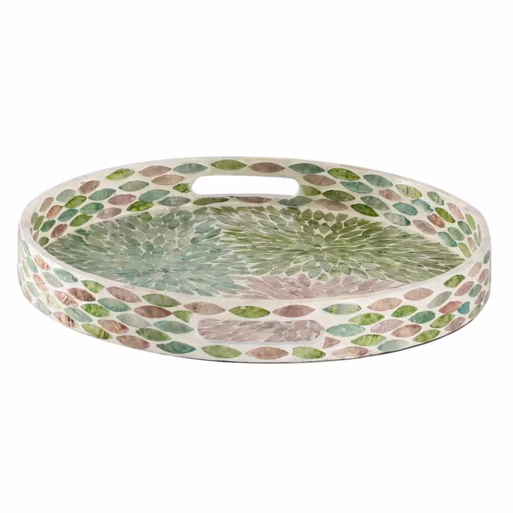 None 16 in.Dia. x 2 in. Multi Round Capiz Tray