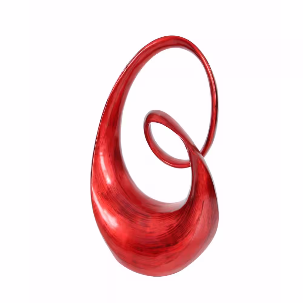 Litton Lane Red Polystone Swirl Abstract Sculpture