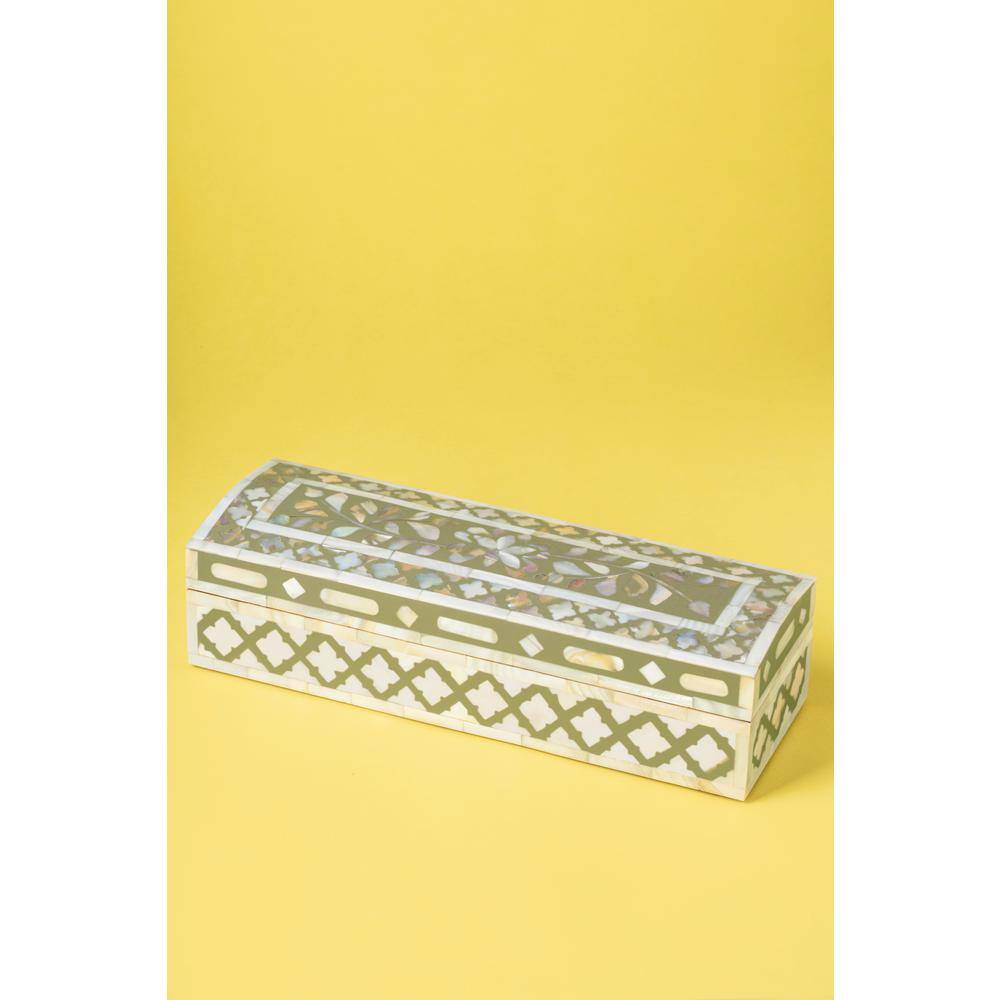 GAURI KOHLI Jodhpur Mother of Pearl Decorative Box - Beige 12 in.