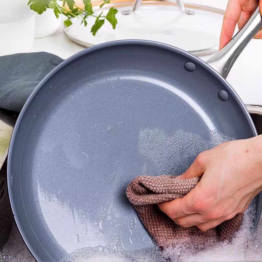 GreenPan Lima 3-Piece Hard Anodized Healthy Ceramic Nonstick Frying Pan Skillet Set in Gray