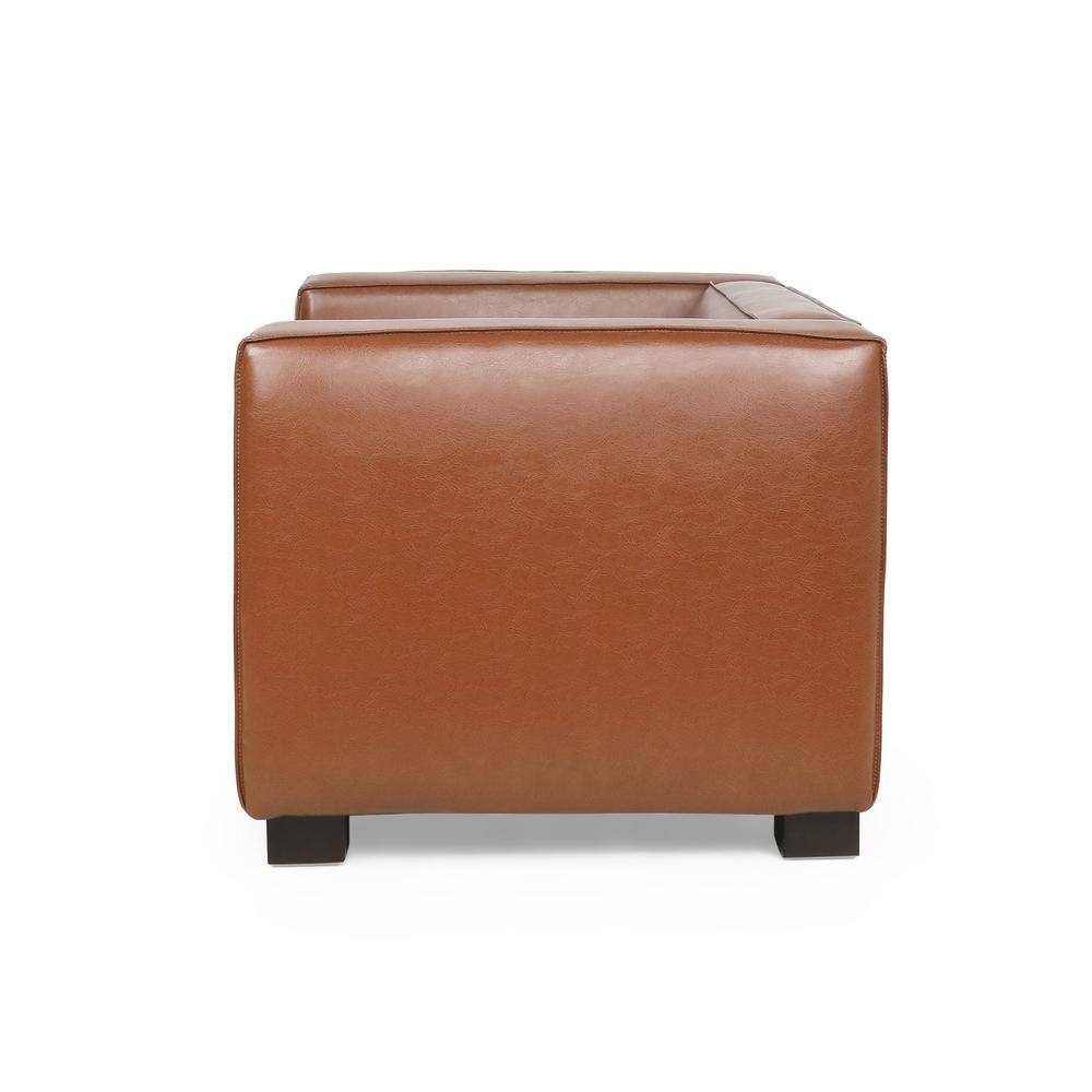 Noble House Denison Cognac Brown Faux Leather Club Chair