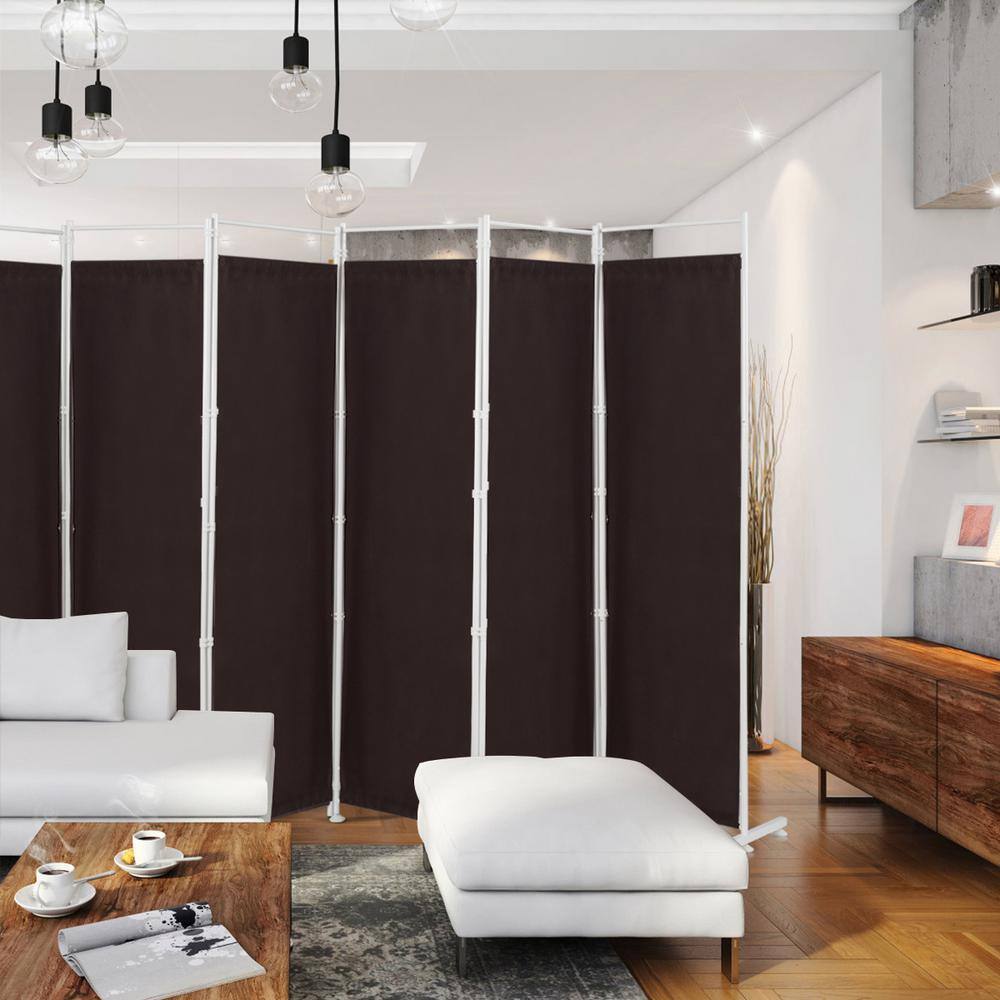 Costway 6 ft. Brown 6-Panel Room Divider