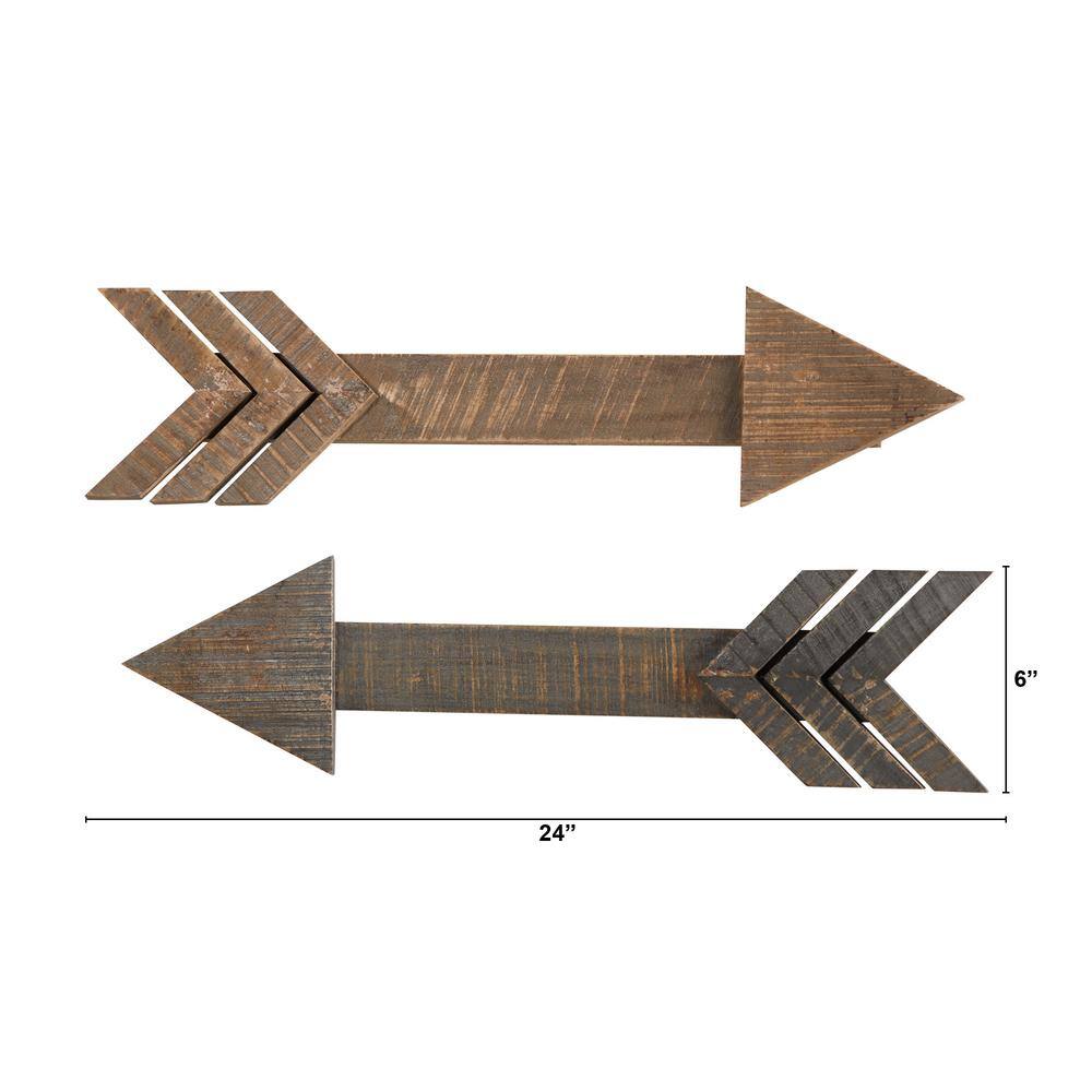 Nearly Natural 2 ft. Rustic Wood Arrows Wall Art Decor (Set of 2)