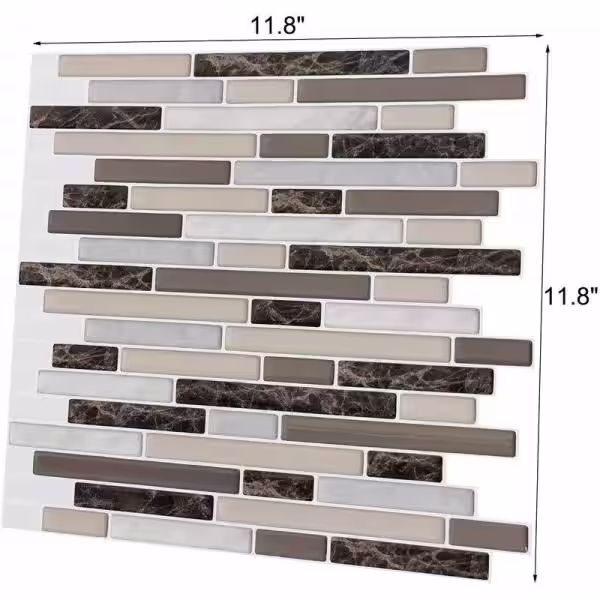 Art3d Staggered Colorful 12 in. H x 12 in. H Vinyl Peel and Stick Tile Decorative Wall Tile Backsplash (8.3 sq. ft./Pack)