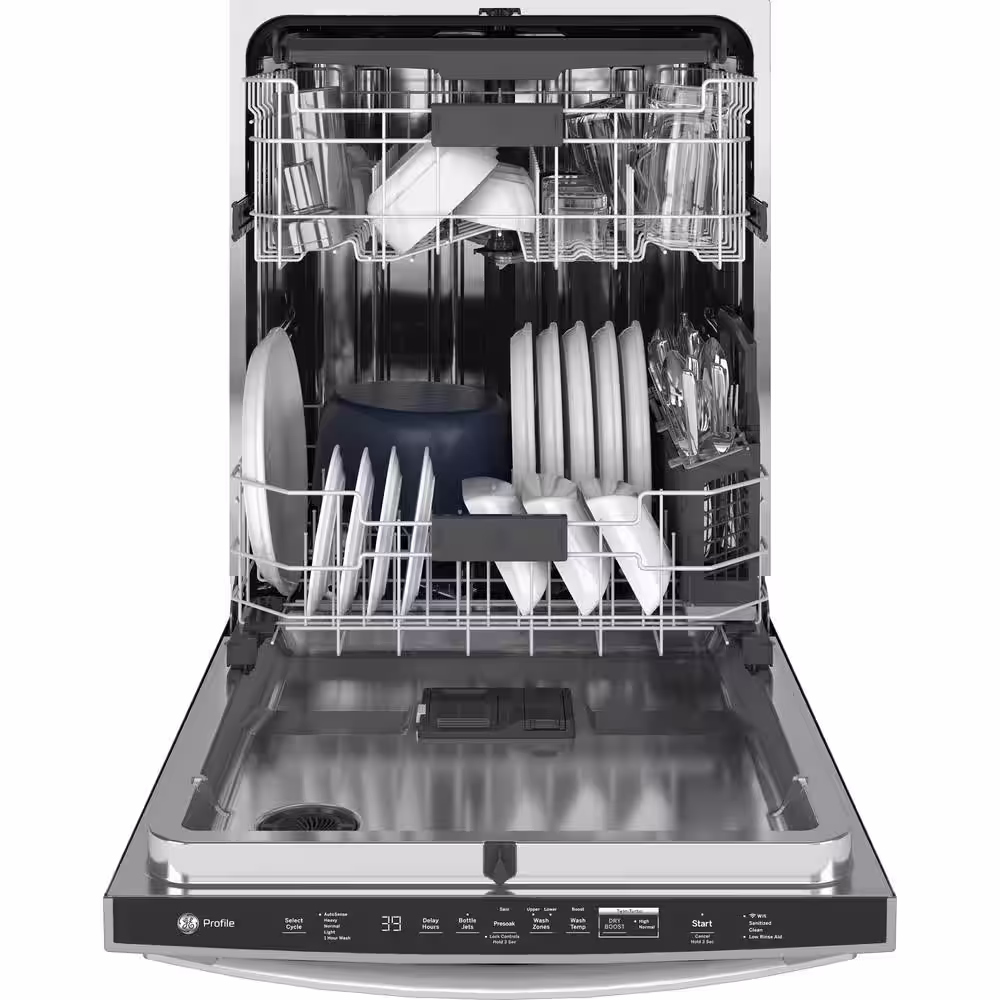 GE Profile 24 in Smart Built-In Top Control Fingerprint Resistant Stainless Steel Dishwasher w/Stainless Tub, 3rd Rack, 39 dBA