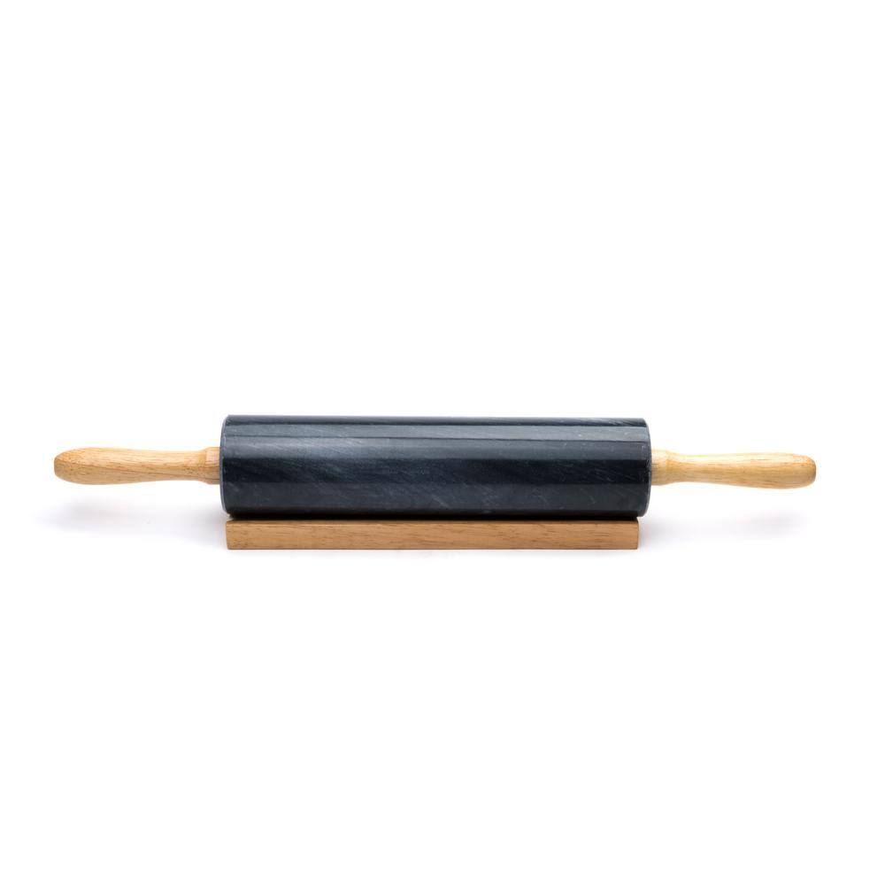 Fox Run Black Marble Rolling Pin and Base