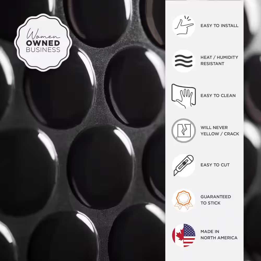 smart tiles Penny Nora Black 8.97 in. x 8.95 in. Vinyl Peel and Stick Tile (2 sq. ft./4-Pack)