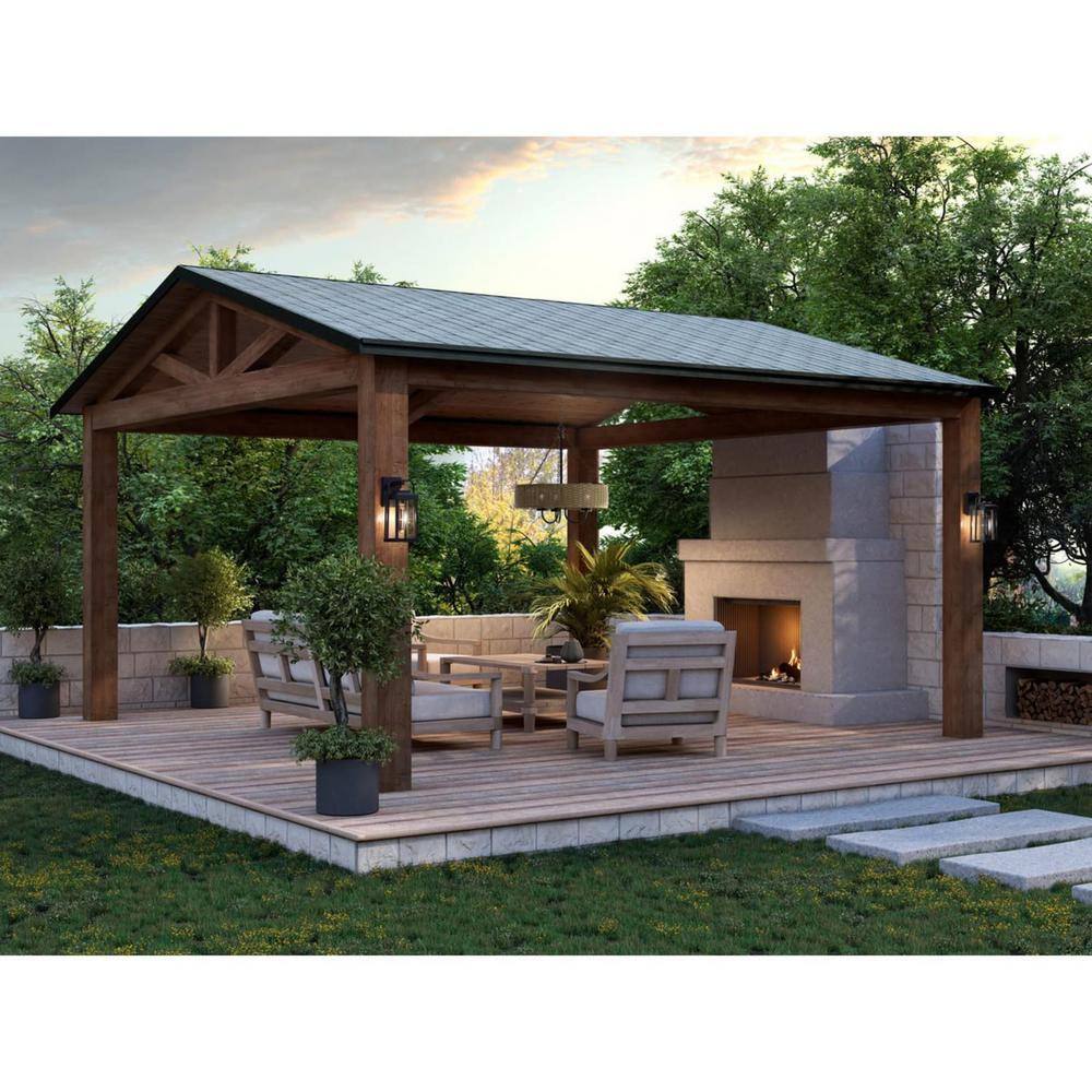 Progress Lighting Pembroke Collection 3-Light 21.5 in. Matte Black Outdoor Pendant with Mocha Rattan Accents and Seeded Glass Shades