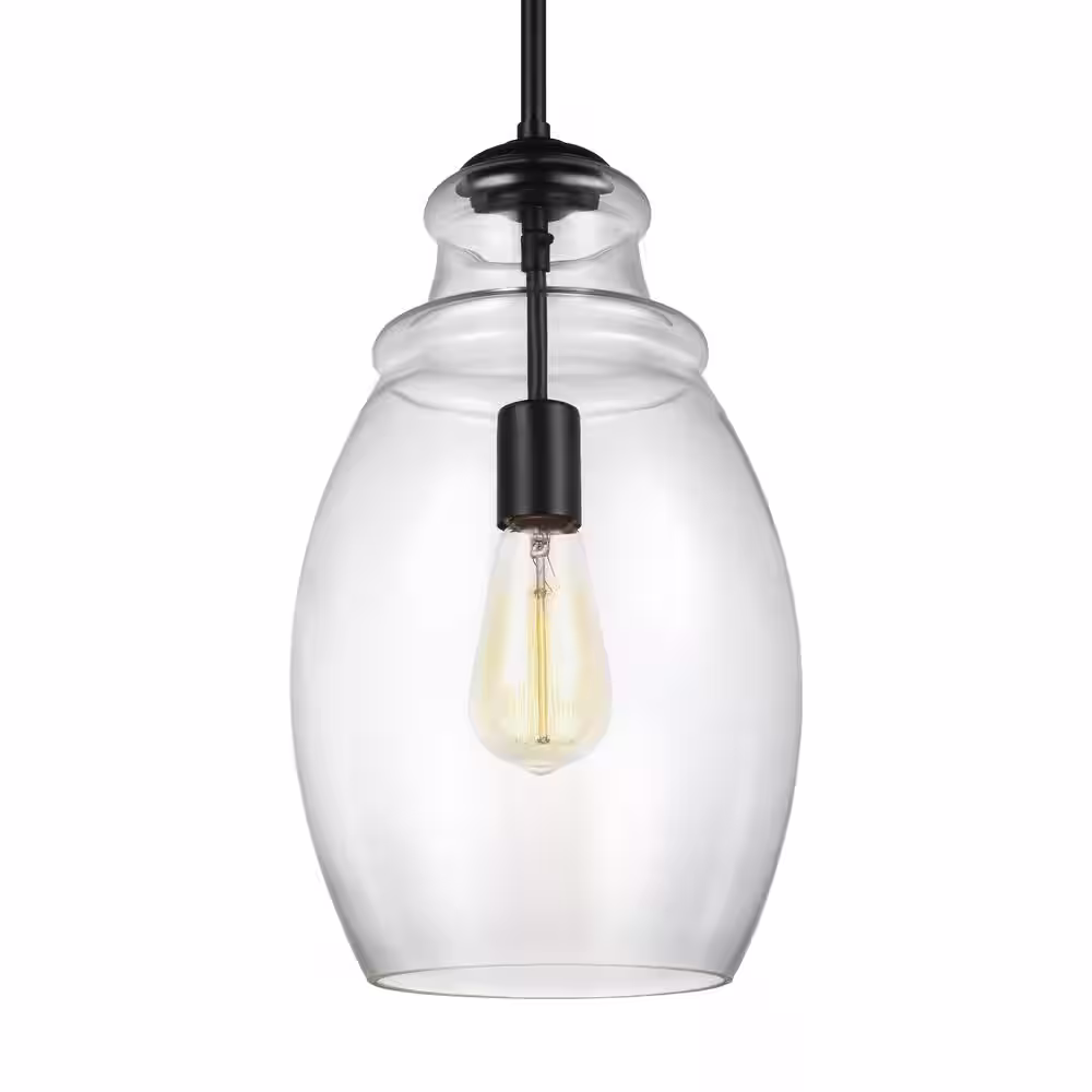 Generation Lighting Marino 1-Light Oil Rubbed Bronze Pendant with Clear Glass Shade