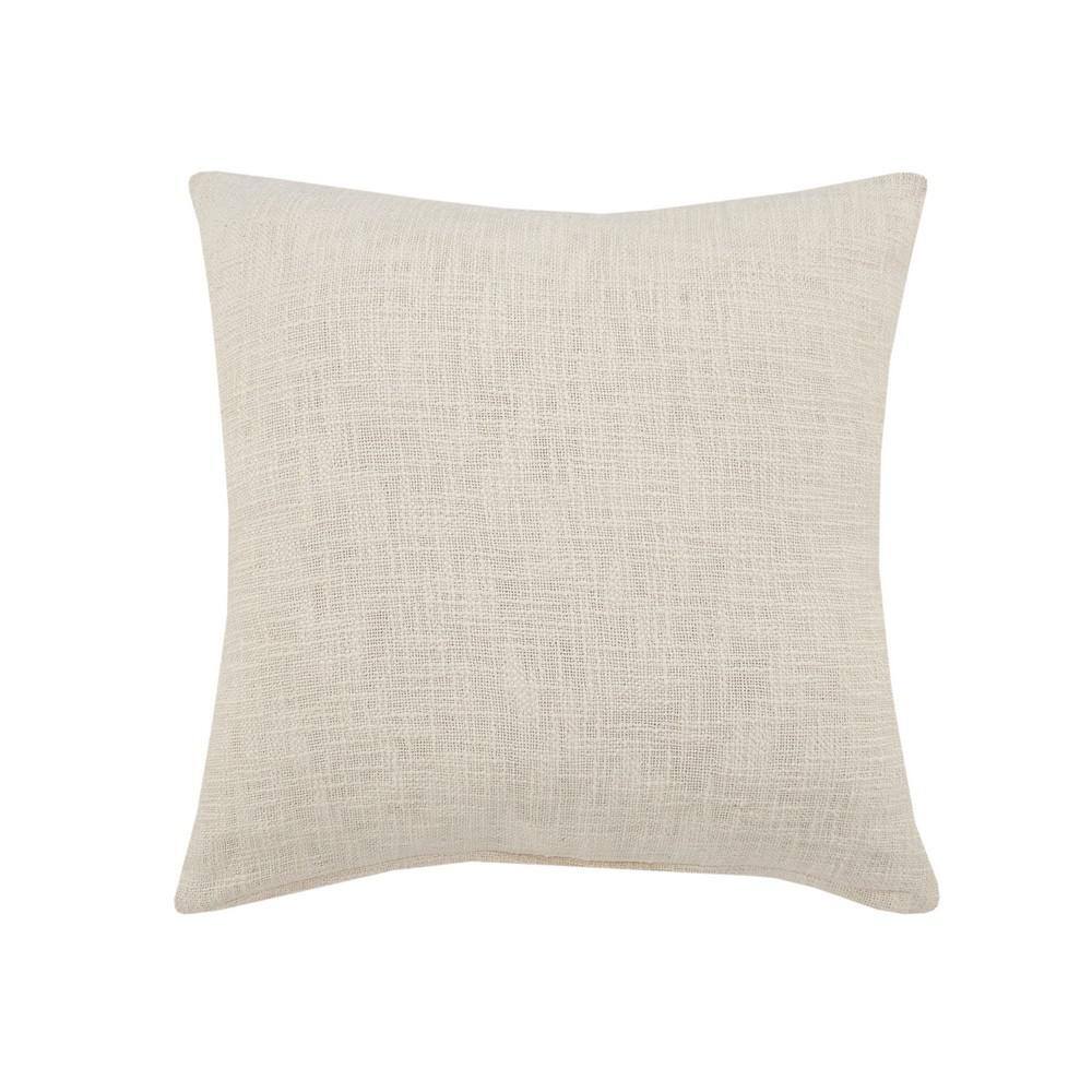 LR Home Embroidered Off-White / Navy Blue Damask Medallion Soft Poly-fill 20 in. x 20 in. Throw Pillow