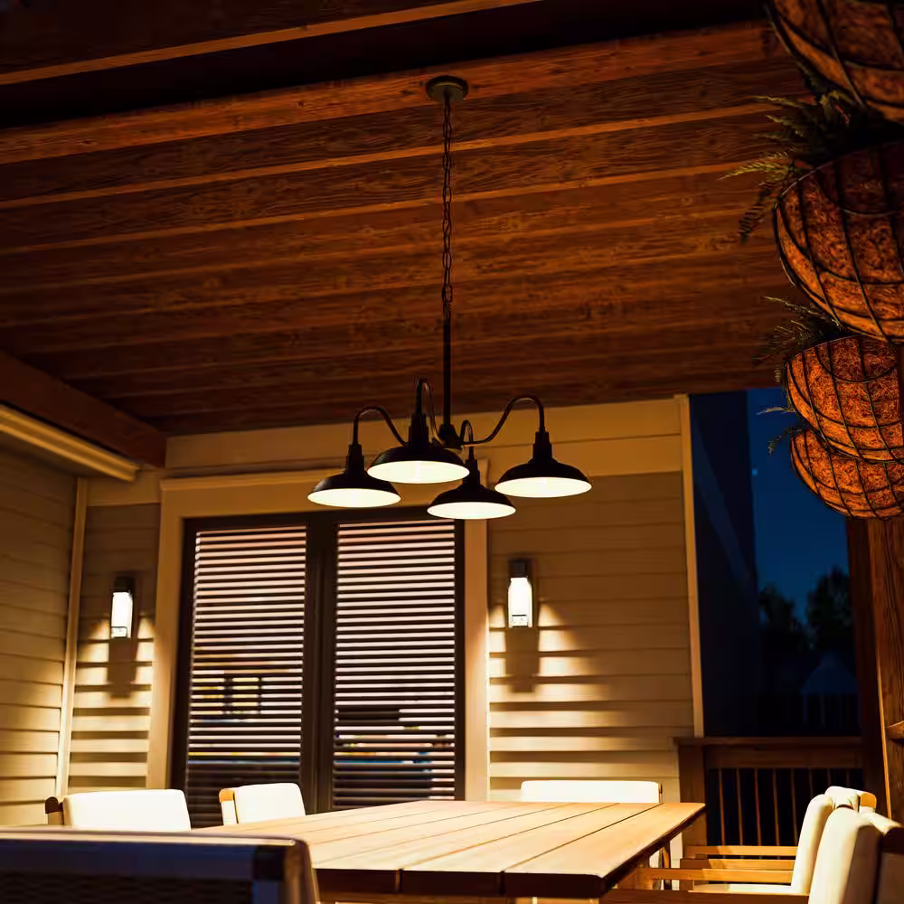 Home Decorators Collection Bell Ridge 10 in. 4-Light Black Outdoor Chandelier