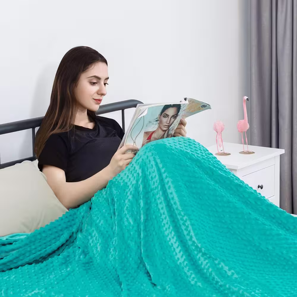 Gymax 15lbs King Heavy Weighted Blanket 3 Piece Set w/Hot & Cold Duvet Covers 60''x80'' Green