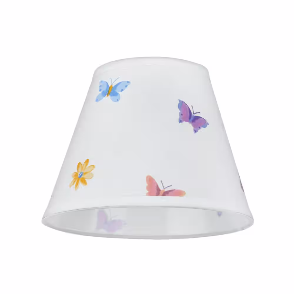 Aspen Creative Corporation 9 in. x 7 in. White and Butterflies and Flowers Hardback Empire Lamp Shade