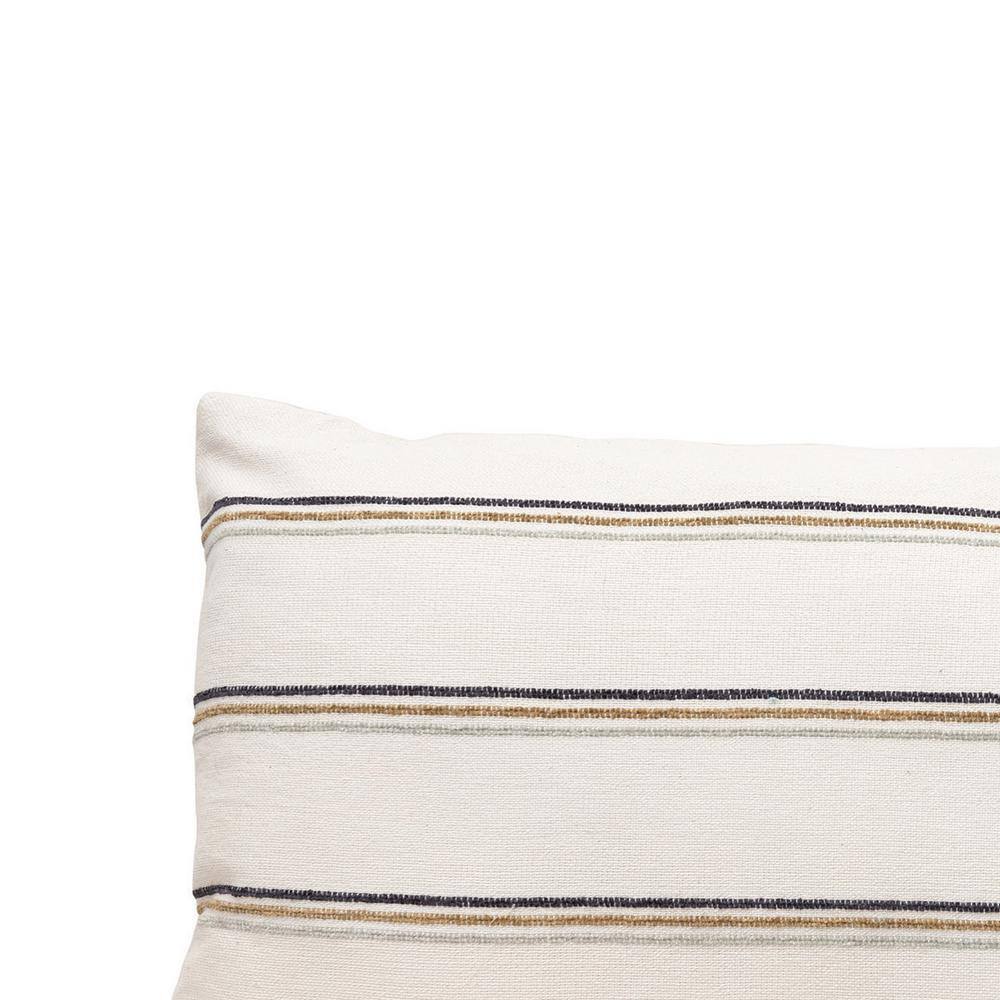 Storied Home Multi Color Woven Cotton Blend Lumbar Pillow with Stripes