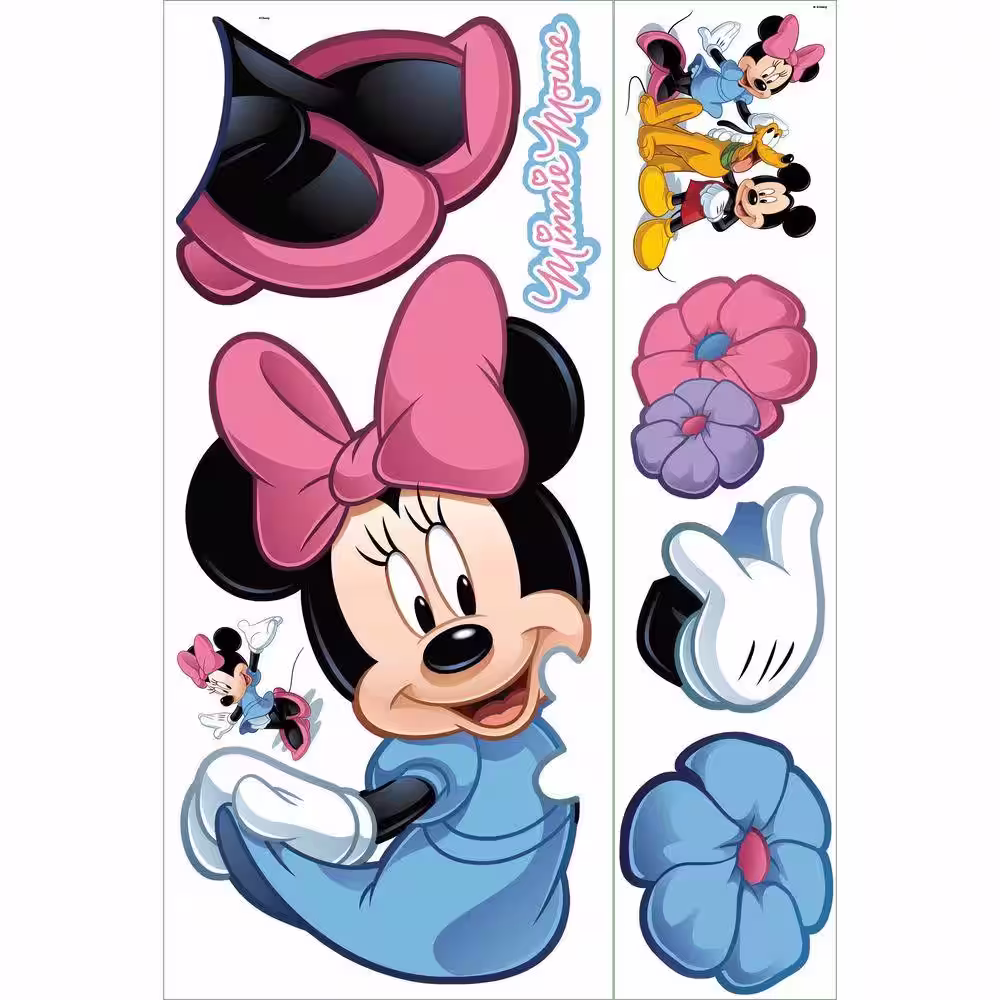 RoomMates 5 in. x 19 in. Mickey and Friends Minnie Mouse Peel and Stick Giant Wall Decal (8-Piece)