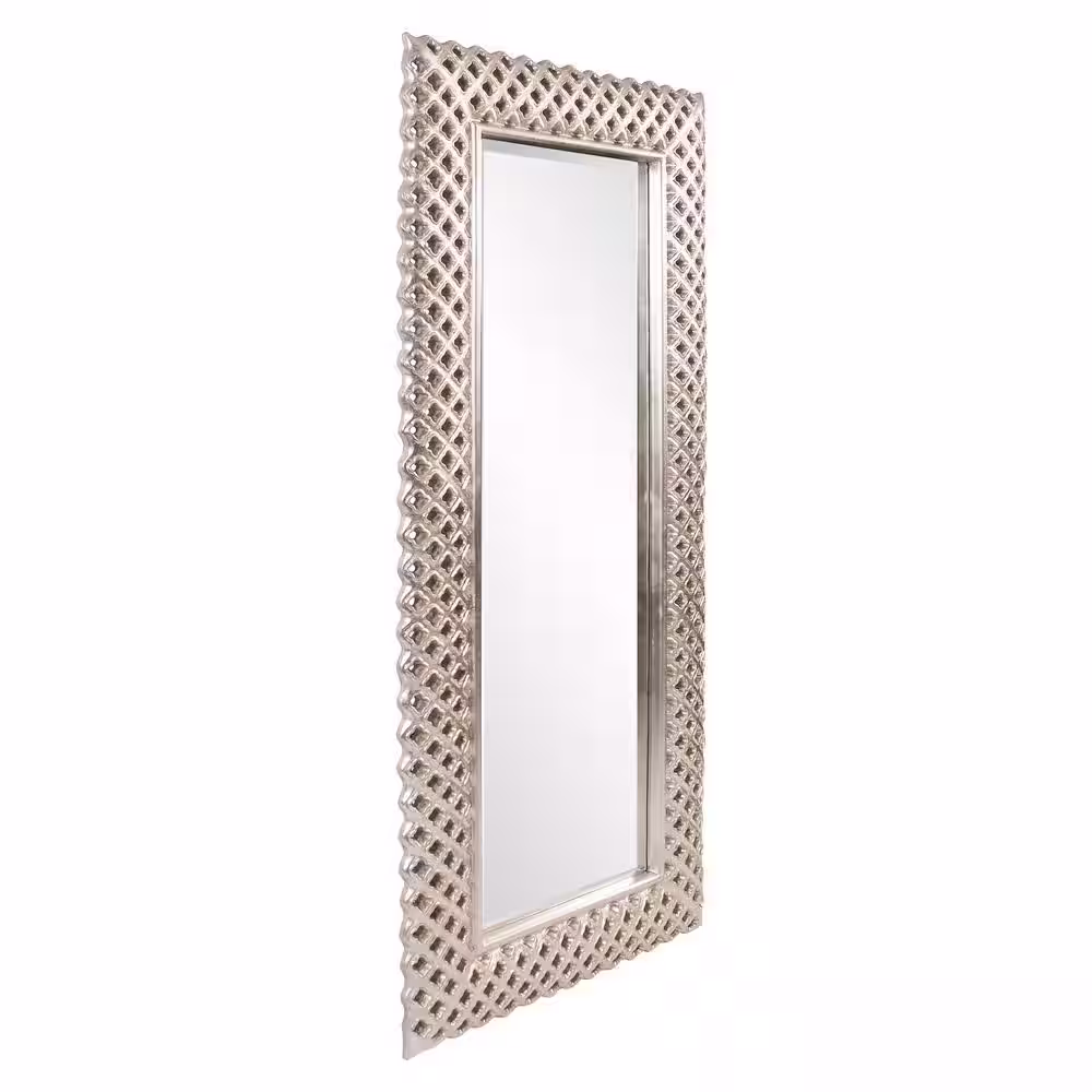 Marley Forrest Oversized Rectangle Bright Silver Hooks Modern Mirror (71 in. H x 32 in. W)